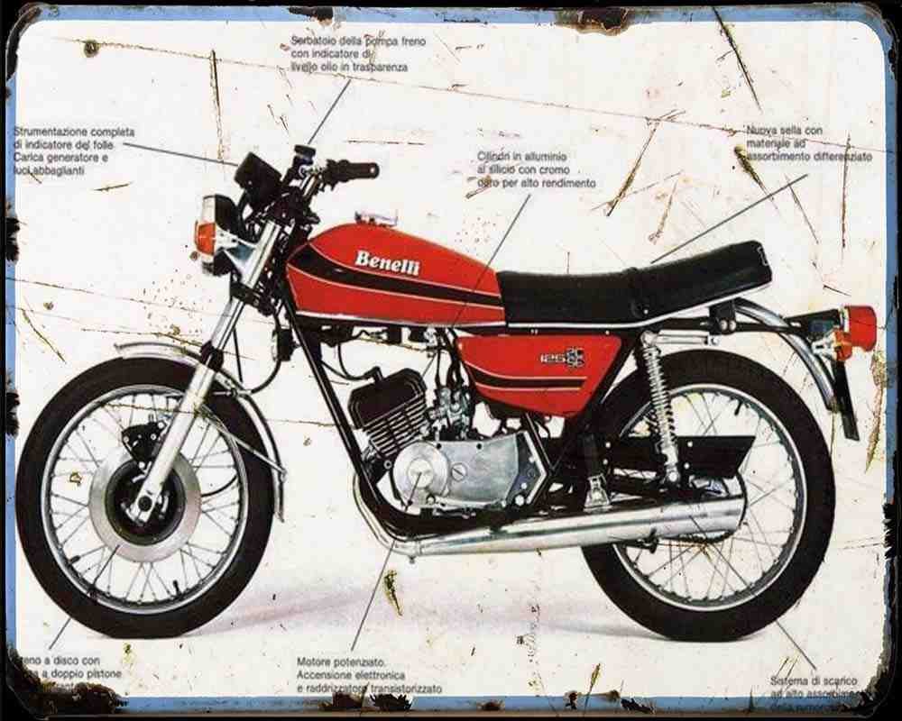 Benelli 125 Tc 72 Motorbike Vintage Aged A4 Photo Print