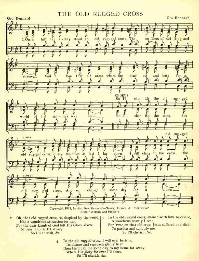 Bennard G 1873 1958 News Chronicle Song Book nd Old Rugged Cross A4 Photo Print