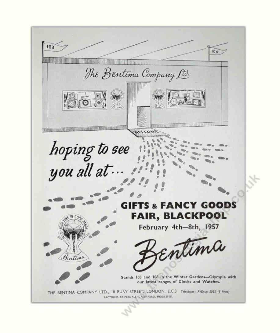 Bentima Clocks Flyer Vintage Retro Advert Poster A4 Photo Print