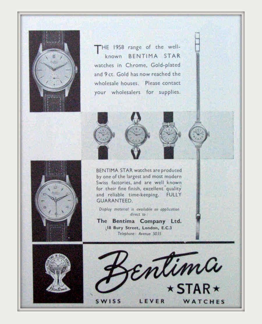Bentima Star Watches Vintage Retro Advert Poster A4 Photo Print