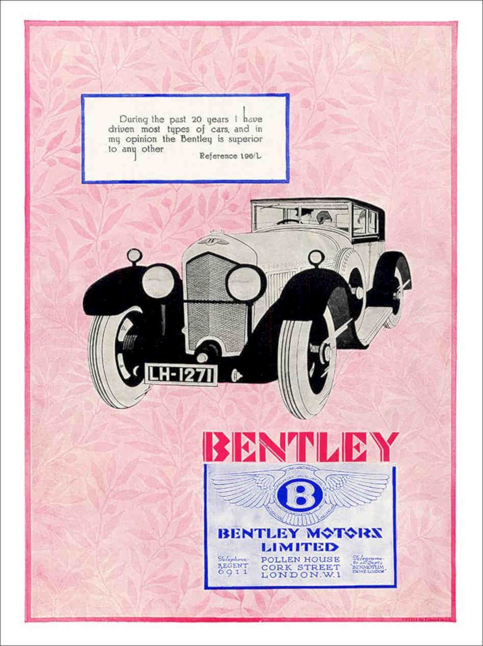 Bentley Art Deco Advert 1920s Vintage Retro Advert Poster A4 Photo Print