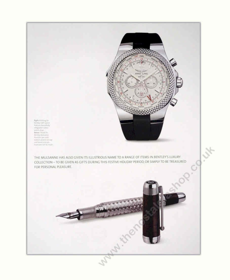 Bentley Mulassane Watch Vintage Retro Advert Poster A4 Photo Print