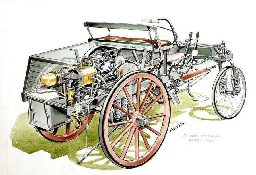 Benz Patent Motorwagen cutaway A4 Photo Print