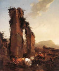 Berchem Nicolaes Peasants With Cattle By Ruined Aqueduct A4 Photo Print