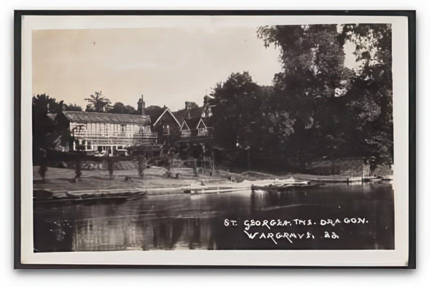 Berkshire Wargrave St George The Dragon From River Thames & Boats Vintage A4 Photo Print