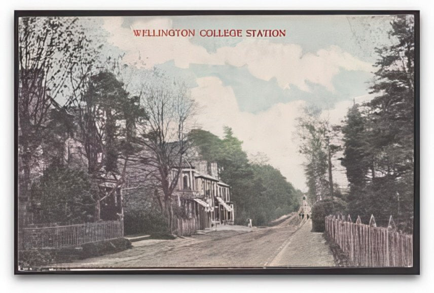 Berkshire Wellington College Railway Station From The Empty Road Vintage A4 Photo Print