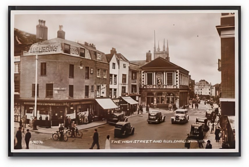 Berkshire Windsor The High Street & Castle Hill Guildhall Old Cars Vintage A4 Photo Print