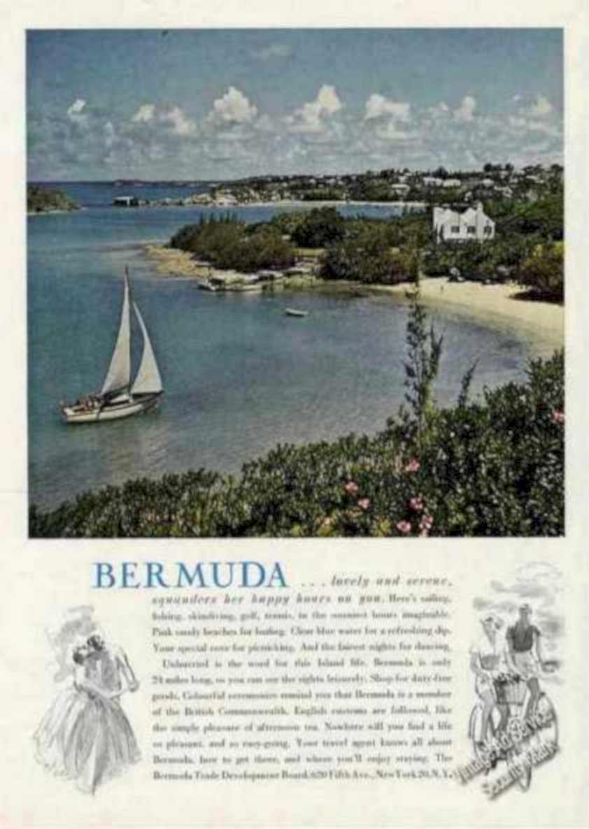 Bermuda Beach Sailboat Vintage Retro Advert Ads A4 Photo Print