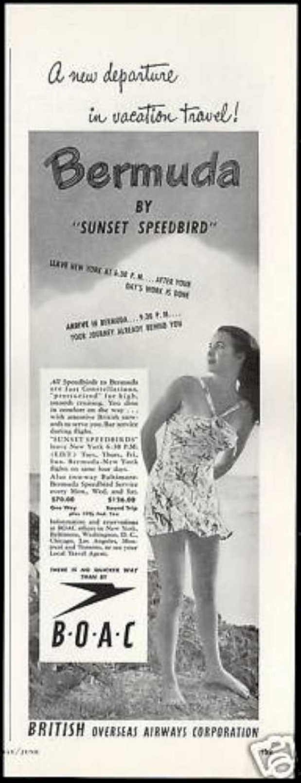 Bermuda Sunset Speedbird Vintage Retro Advert Ads A4 Photo Print