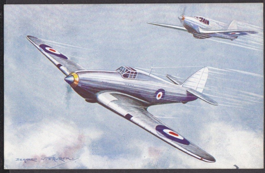 Bernard Church Hawker Hurricane Fighter Plane Vintage A4 Photo Print