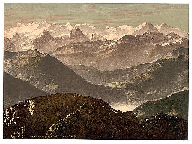 Bernese Alps from Pilatus Bernese Oberland Vintage A4 Photo Print