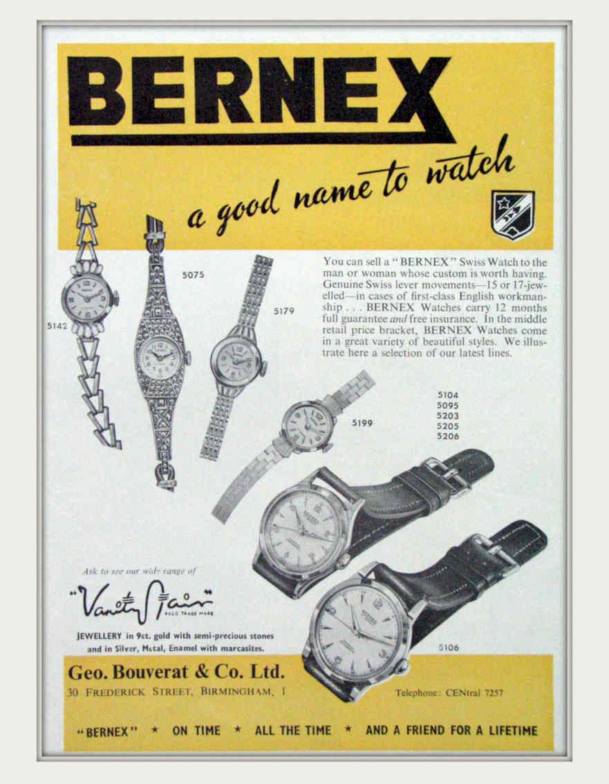 Bernex Watches 1960 Vintage Retro Advert Poster A4 Photo Print