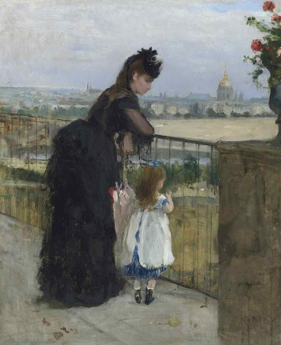 Berthe Morisot woman and child on the balcony A4 Photo Print