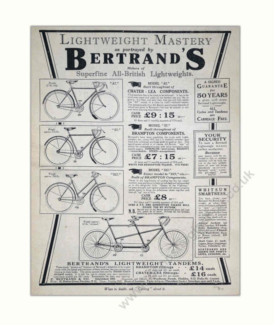 Bertrands Lightweights Modela Vintage Retro Advert Poster A4 Photo Print