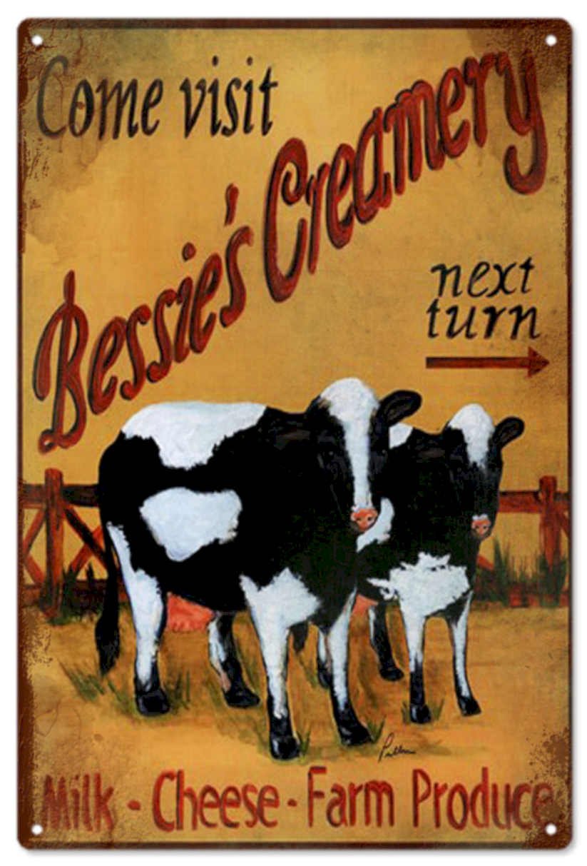 Bessie Creamery Cows Vintage Retro Advert Ads A4 Photo Print