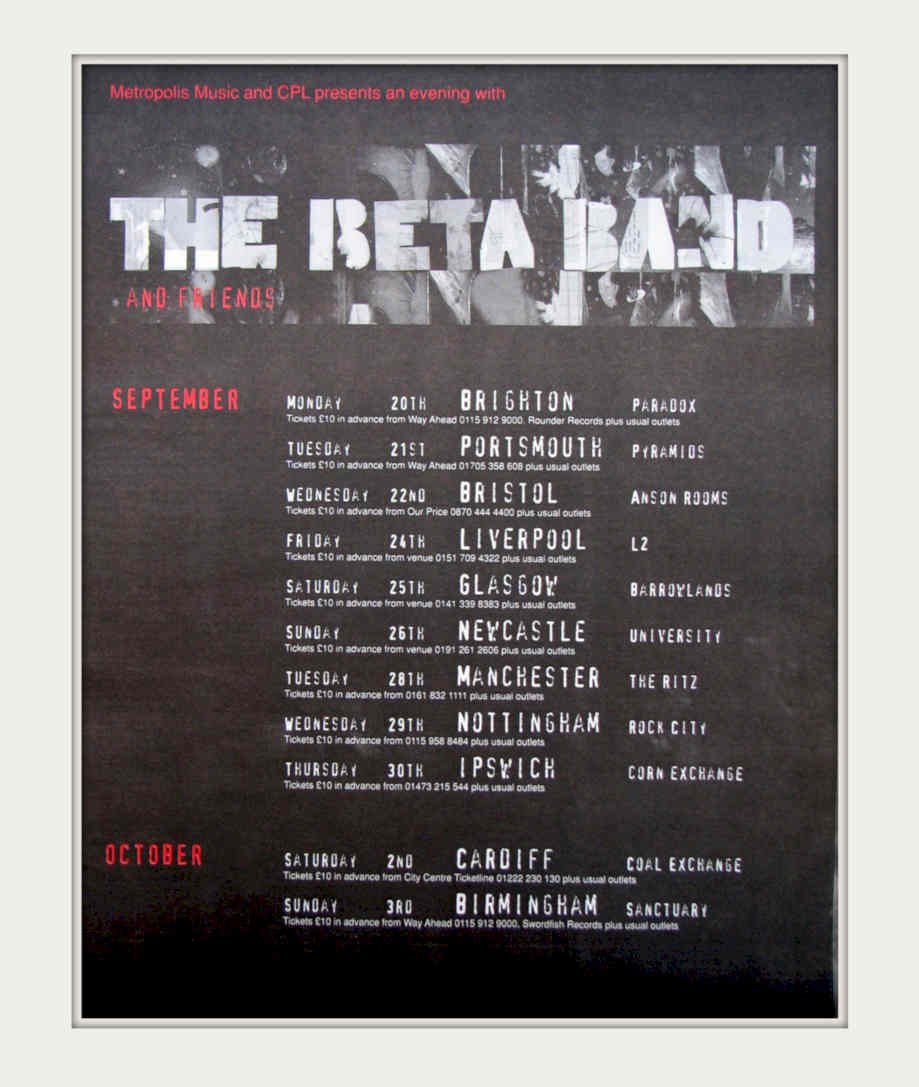 Beta Band Concerts Vintage Retro Advert Poster A4 Photo Print