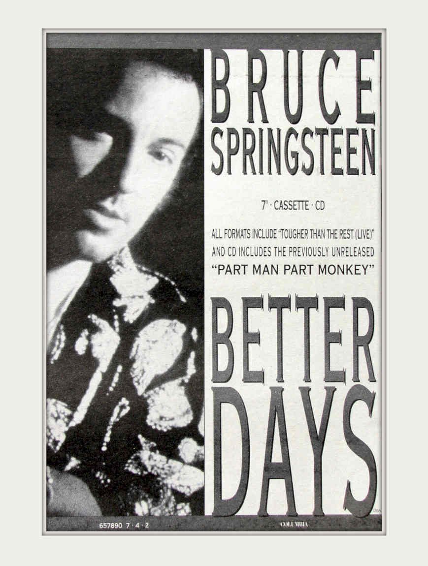 Better Days Springsteen Vintage Retro Advert Poster A4 Photo Print