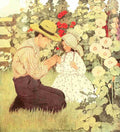 Betts Ethel Franklin Raggedy Man 1907 Amongst the hollyhocks A4 Photo Print
