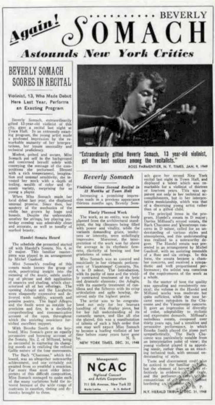 Beverly Somach Violin Vintage Retro Advert Ads A4 Photo Print