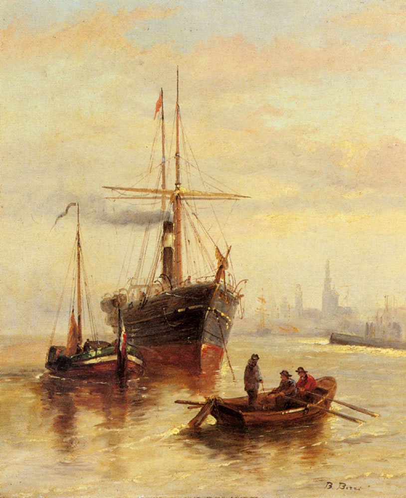 Bezzi Bartolomeo A Harbor Scene With A View Of Venice Art A4 Photo Print
