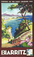 Biarritz Coastline Map Vintage Retro Advert Poster A4 Photo Print