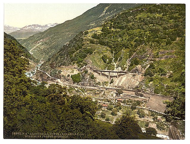 Biaschina loops in the road St Gotthard Railway Vintage A4 Photo Print