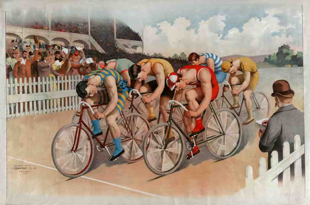Bicycle Race Scene 1895 Vintage A4 Photo Print