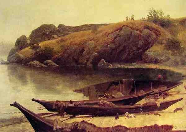 Bierstadt Albert Canoes A4 Photo Print