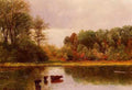 Bierstadt Albert Cows Watering In A Landscape A4 Photo Print