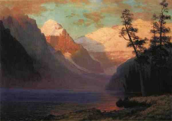Bierstadt Albert Evening Glow Lake Louise A4 Photo Print