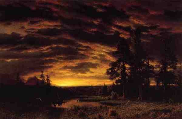 Bierstadt Albert Evening On The Prarie A4 Photo Print