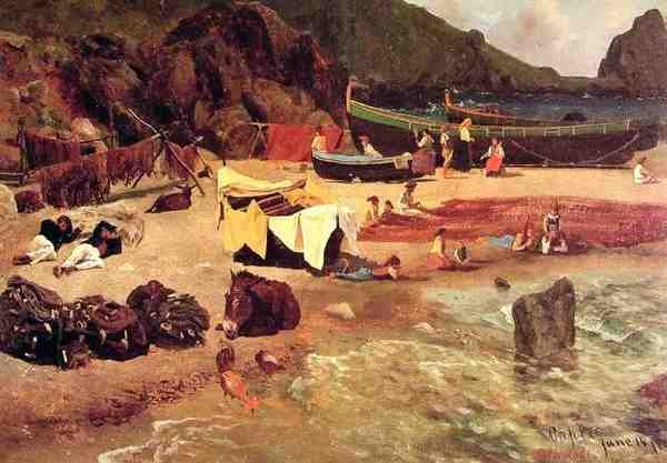 Bierstadt Albert Fishing Boats At Capri A4 Photo Print