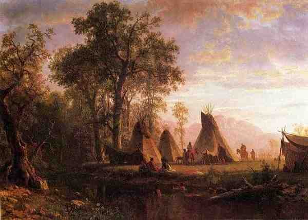 Bierstadt Albert Indian Encampment Late Afternoon A4 Photo Print