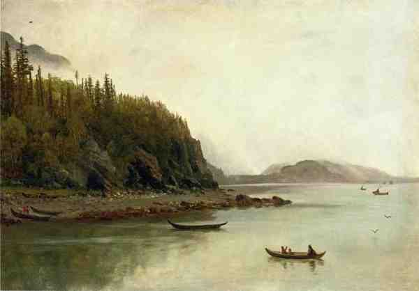 Bierstadt Albert Indians Fishing A4 Photo Print