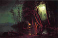 Bierstadt Albert Lake Tahoe Spearing Fish By Torchlight A4 Photo Print