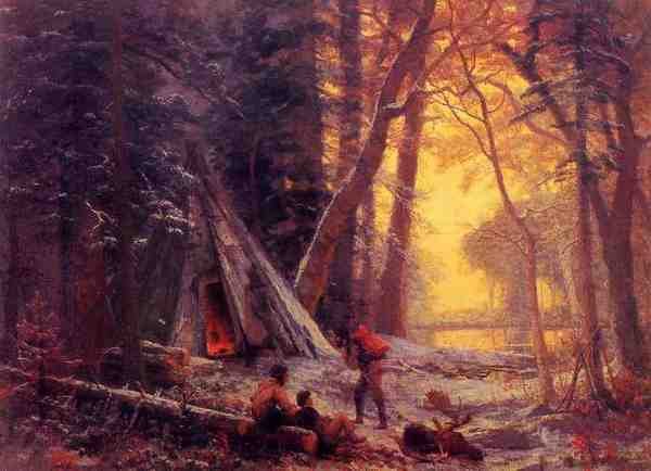 Bierstadt Albert Moose Hunters 5 Camp A4 Photo Print