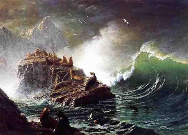 Bierstadt Albert Seals On The Rocks Farallon Islands A4 Photo Print