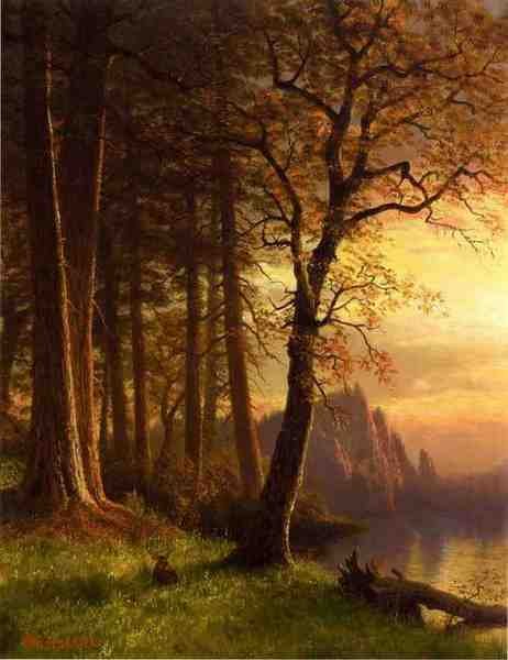 Bierstadt Albert Sunset In California Yosemite A4 Photo Print