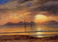 Bierstadt Albert Sunset Over A Mountain Lake A4 Photo Print