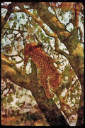 Big Cat 134067 Leopard In Tree A4 Limited Edition Watercolour Print