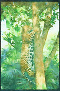 Big Cat 134077 Jaguar Climbing Tree A4 Limited Edition Watercolour Print