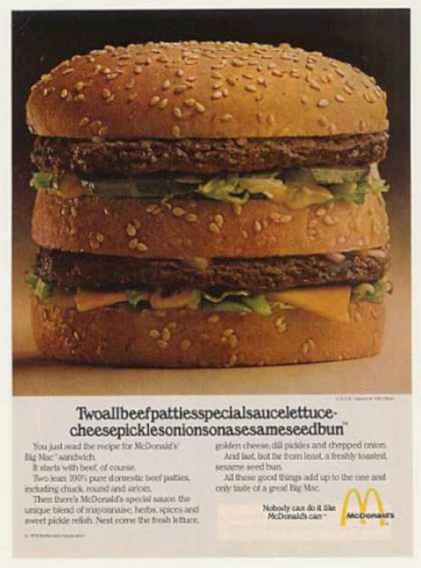 Big Mac Ingredients Vintage Retro Advert Ads A4 Photo Print