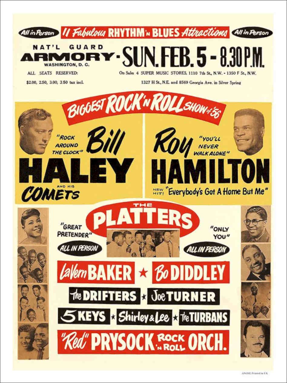Bill Haley Roy Hamilton Rock N Roll Concert Poster 1950s Vintage Retro Advert P
