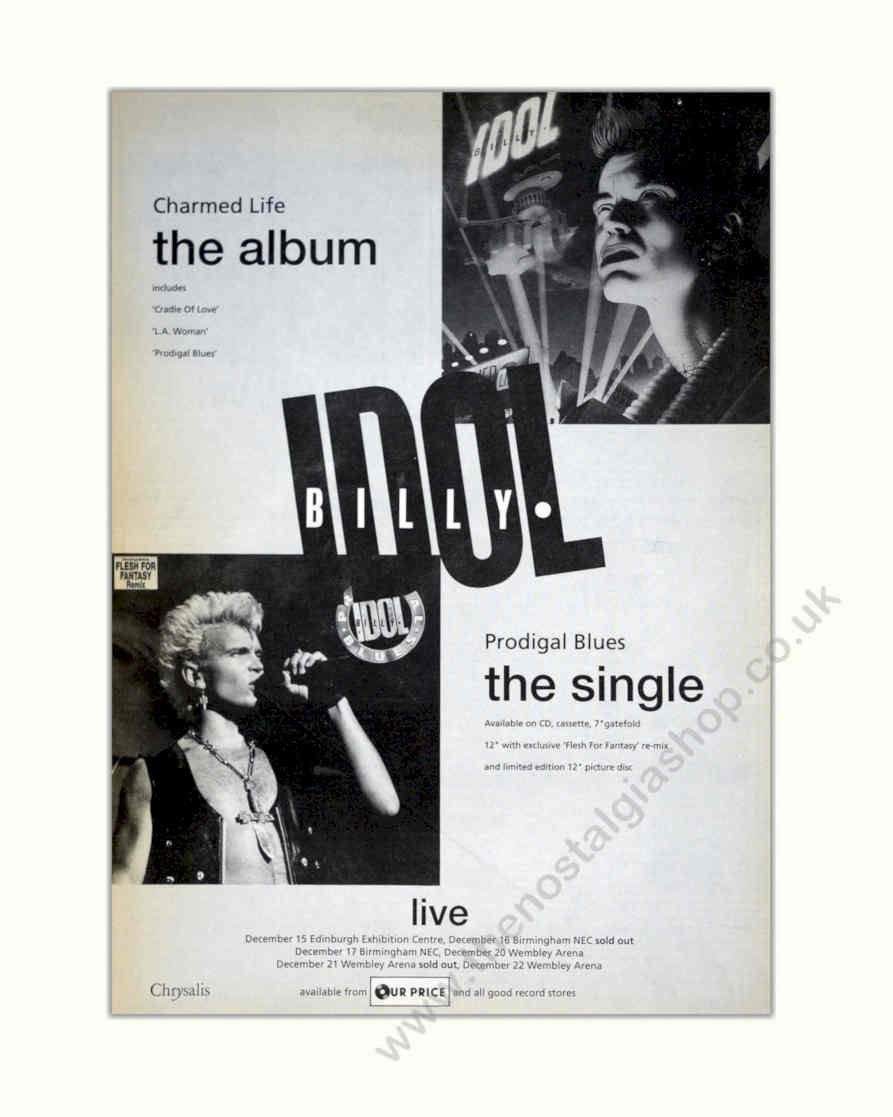 Billy Idol Charmed Vintage Retro Advert Poster A4 Photo Print
