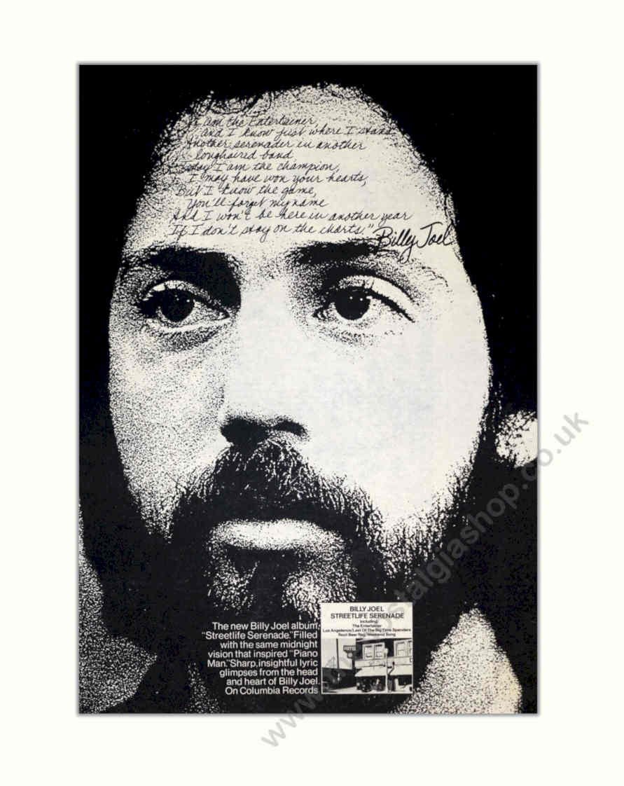 Billy Joel Streetlife Vintage Retro Advert Poster A4 Photo Print