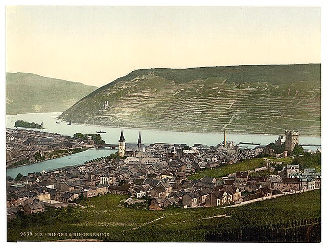Bingen and the bridge the Rhine Vintage A4 Photo Print