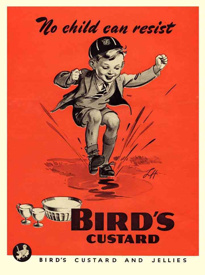Birds Custard Boy Jumping In Puddle 1950S advert A4 Photo Print