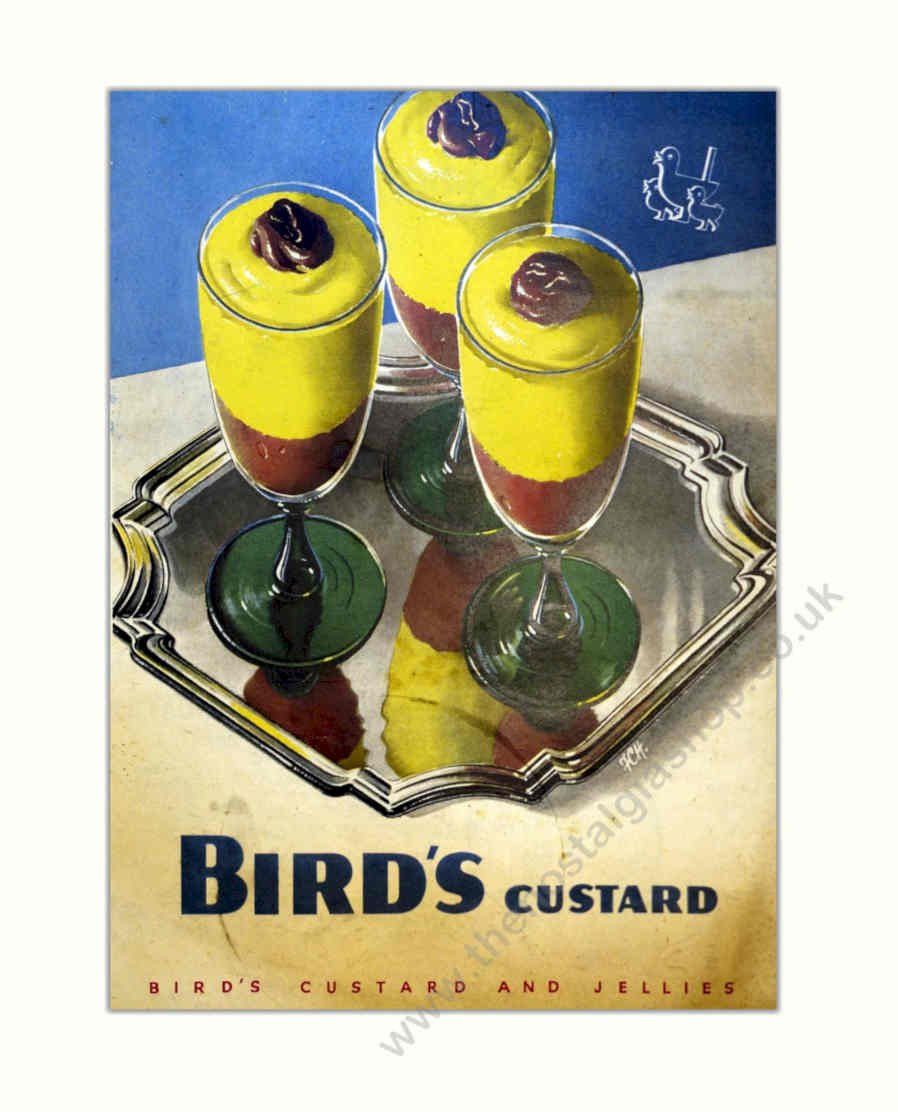 Birds Custard Dessert Vintage Retro Advert Poster A4 Photo Print