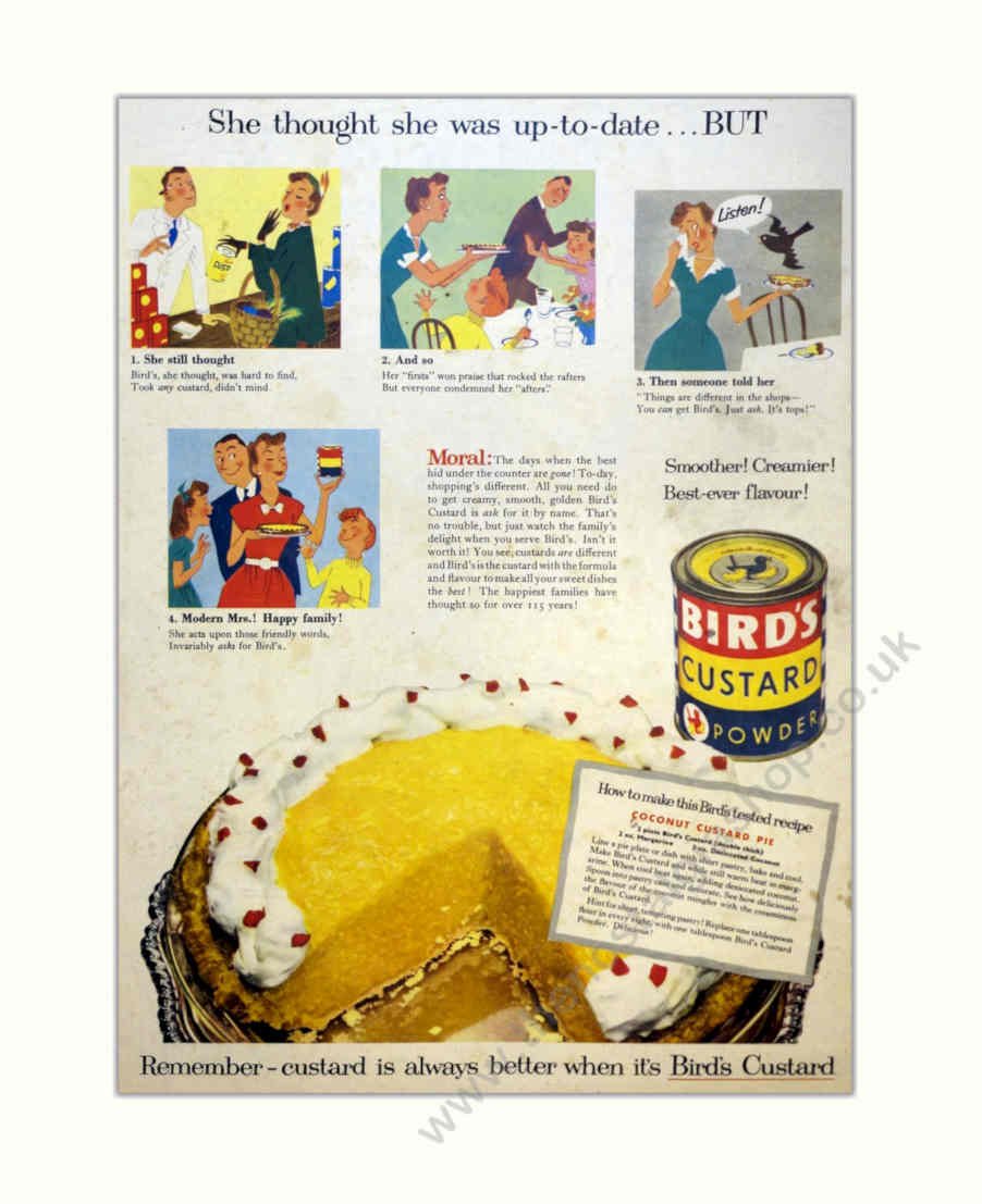 Birds Custard Family Vintage Retro Advert Poster A4 Photo Print