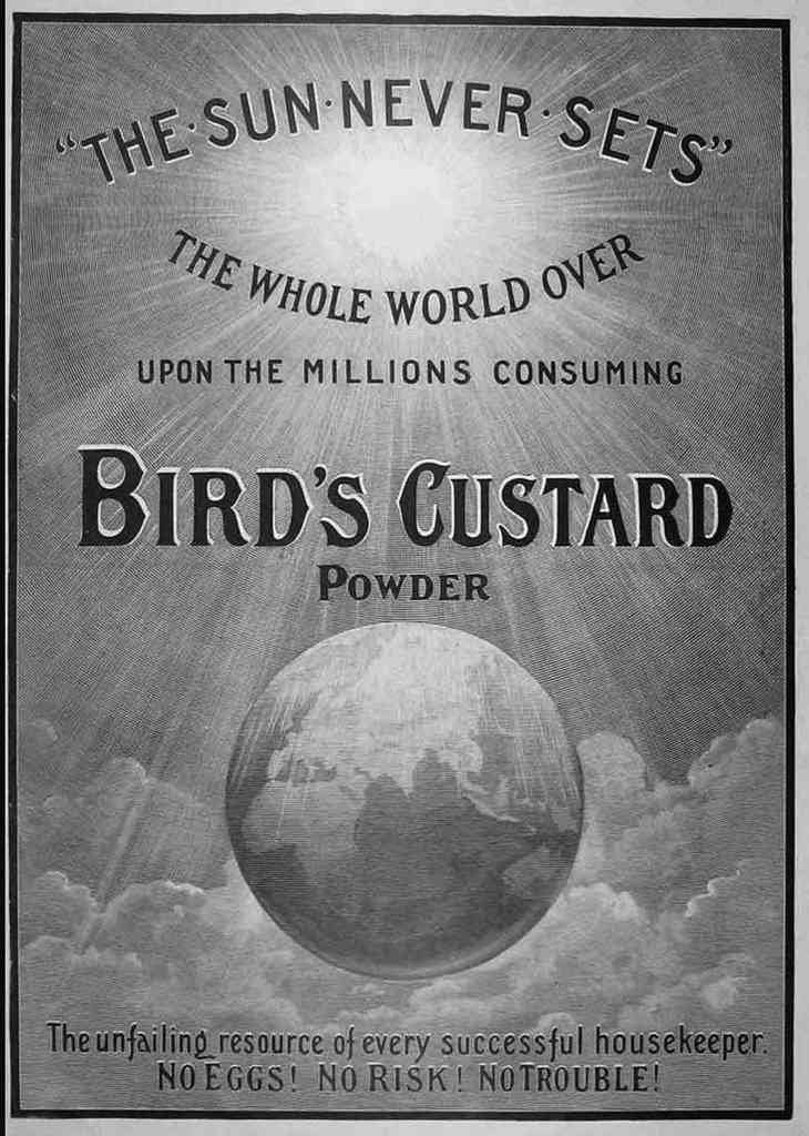 Birds Custard Powder The Sun Never Sets 1900S advert A4 Photo Print